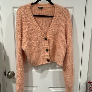 Wild fable peach button up sweater